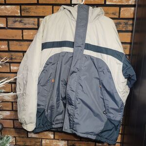Columbia Sportswear Grey Tan Waterproof Full Zip Hooded Winter Coat Men's‎ Large